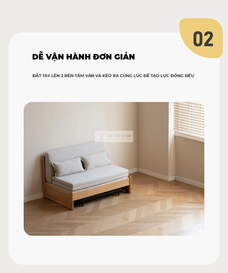 thiết kế thu kéo dễ dàng của Sofa bed thiết kế hiện đại, linh hoạt SB26