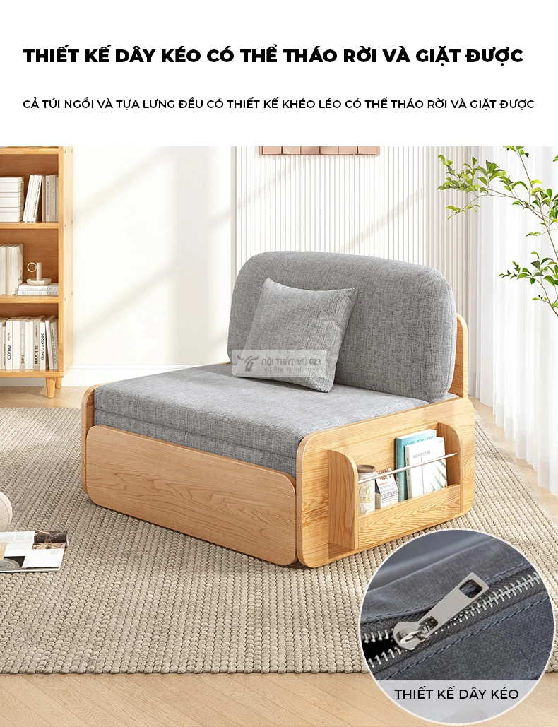 thiết kế dễ dàng vệ sinh của Sofa bed thiết kế tích hợp ngăn đựng đa năng SB24