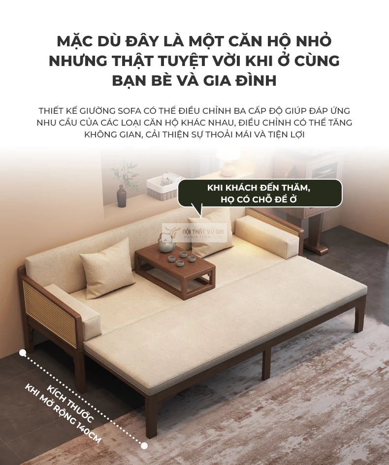 tối ưu không gian sử dụng với Sofa bed thiết kế tối giản, đa năng SB31