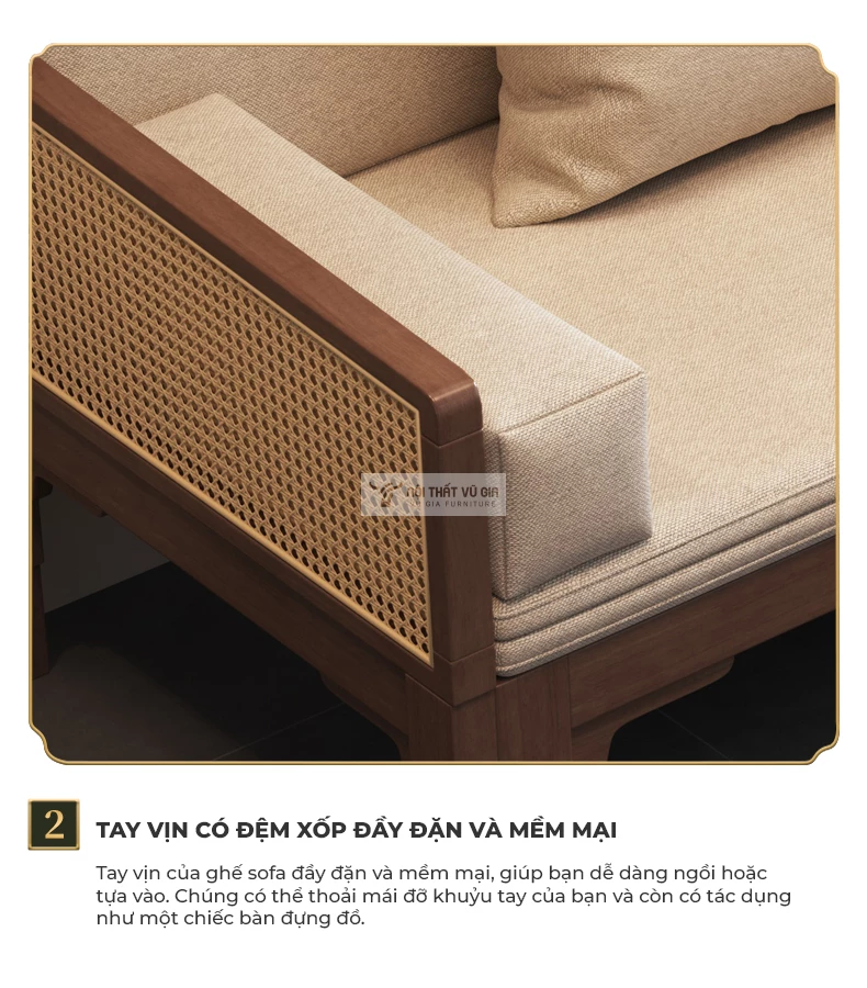 thiết kế đệm tay ghế êm ái của Sofa bed thiết kế tối giản, đa năng SB31