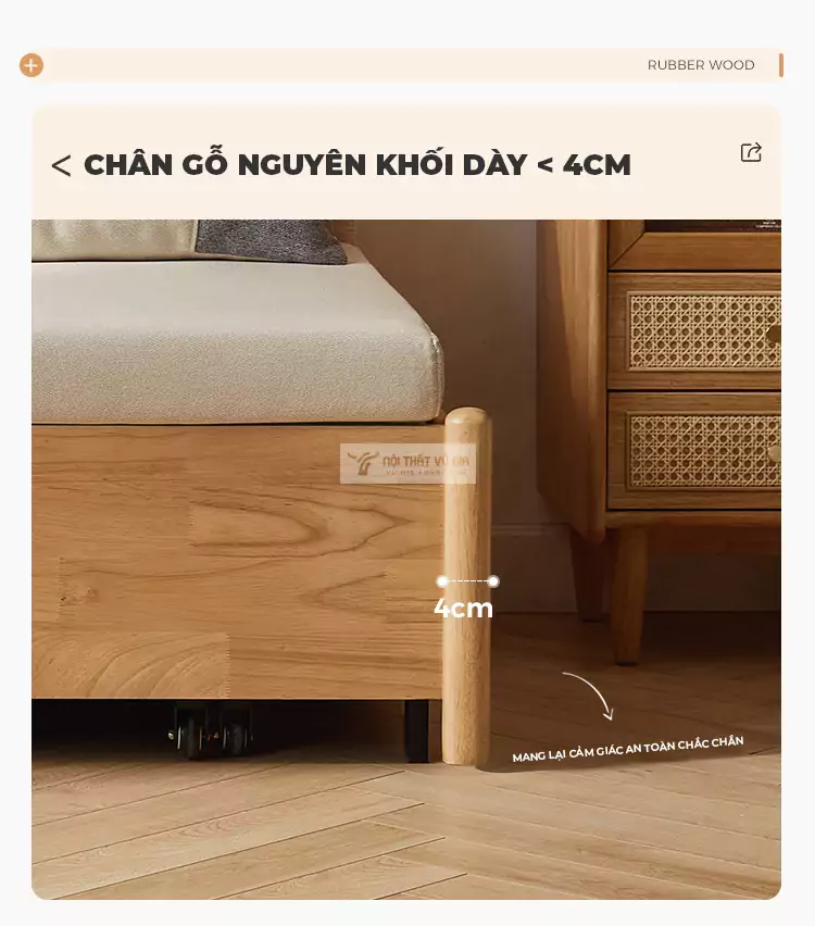 thiết kế chân gỗ chắc chắn của Sofa bed thiết kế tùy chỉnh linh hoạt, hiện đại SB10