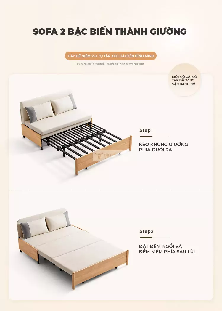 cách bước sử dụng Sofa bed thiết kế tùy chỉnh linh hoạt, hiện đại SB10