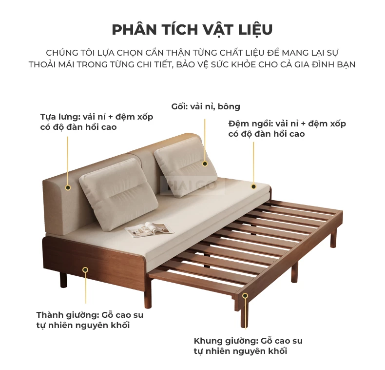 Sofa Giường Đa Năng Linh Hoạt Haigo SOF216