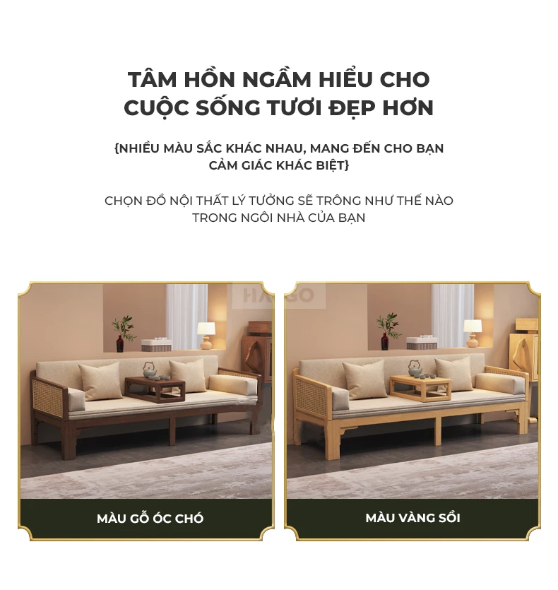 Sofa Giường Đa Năng Linh Hoạt Kết Hợp Mây Đan Haigo SOF217