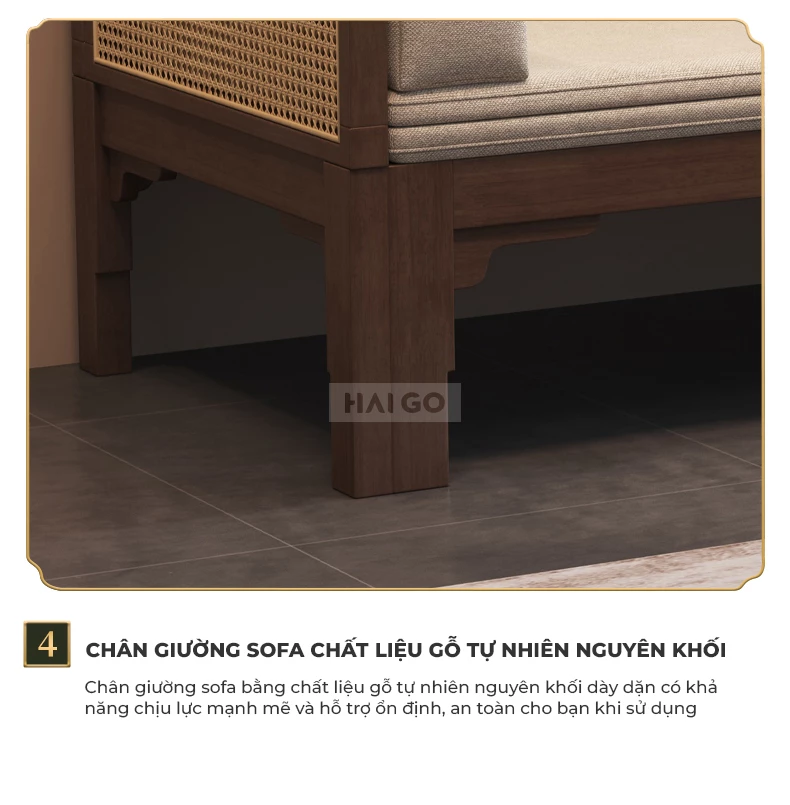 Sofa Giường Đa Năng Linh Hoạt Kết Hợp Mây Đan Haigo SOF217