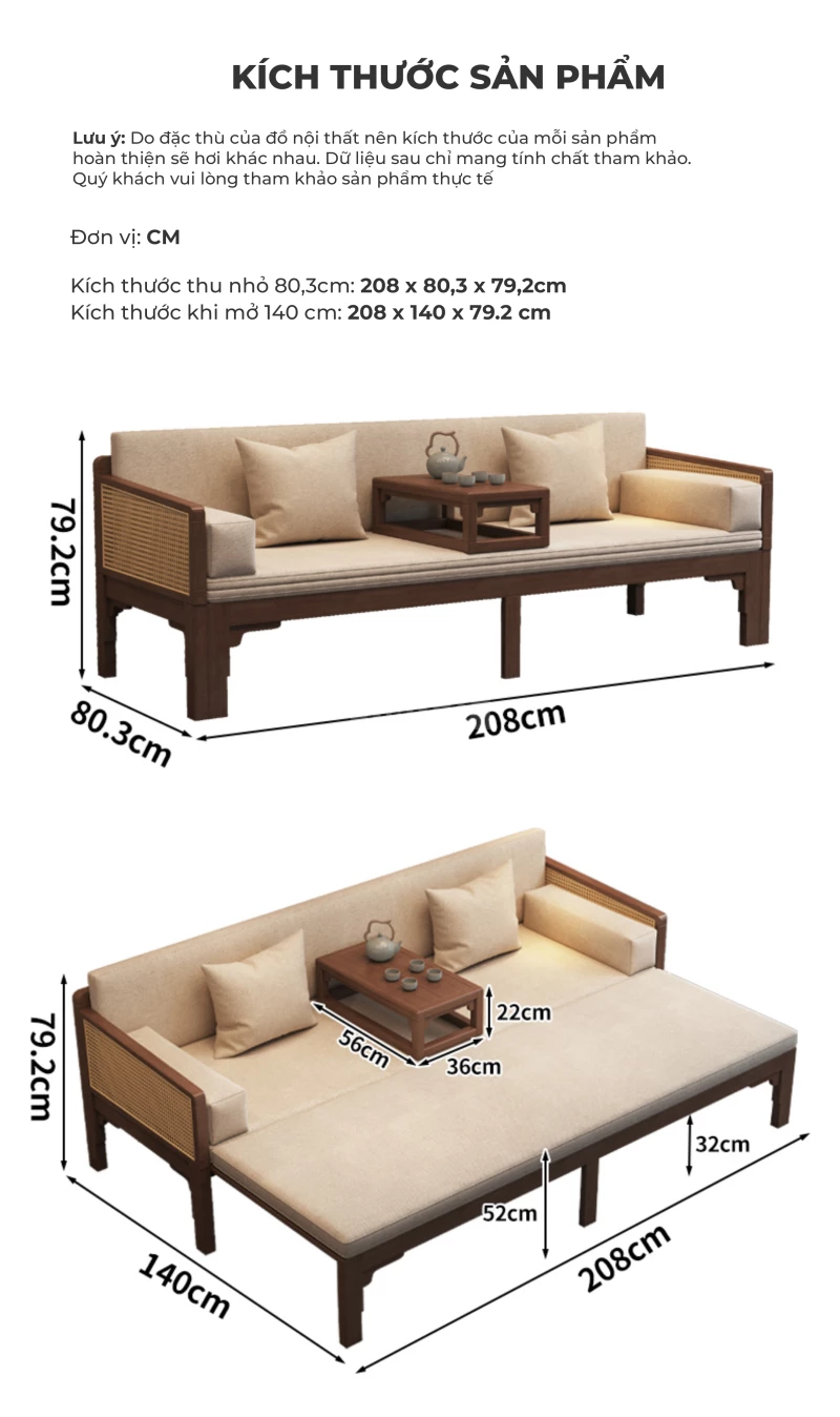 Sofa Giường Đa Năng Linh Hoạt Kết Hợp Mây Đan Haigo SOF217