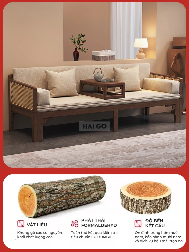 Sofa Giường Đa Năng Linh Hoạt Kết Hợp Mây Đan Haigo SOF217