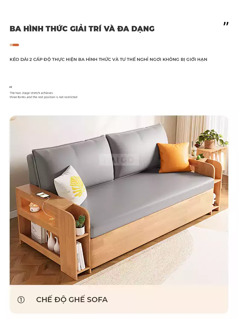 Sofa Giường Gấp Mở Linh Hoạt Haigo SOF211