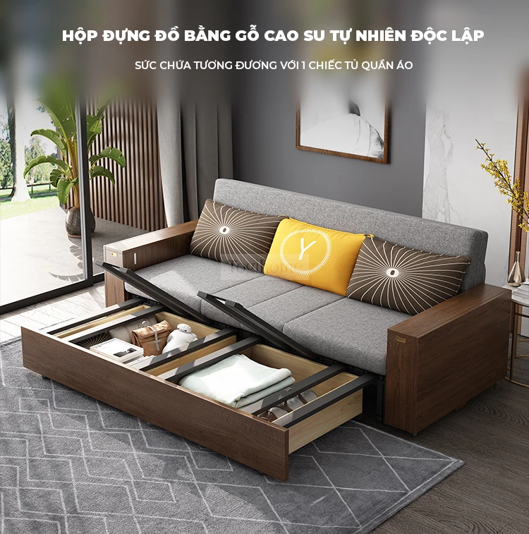 Sofa Giường Kết Hợp Bàn Gấp Gọn Gỗ Tự Nhiên TOGI Smart M39 – Giải pháp tối ưu cho không gian nhỏ với thiết kế 3 trong 1: sofa, giường ngủ và bàn gấp gọn tiện lợi. Chất liệu gỗ tự nhiên cao cấp, bền đẹp, an toàn cho sức khỏe. Đệm êm ái, dễ dàng chuyển đổi chế độ sử dụng. Kiểu dáng hiện đại, phù hợp với nhiều phong cách nội thất.