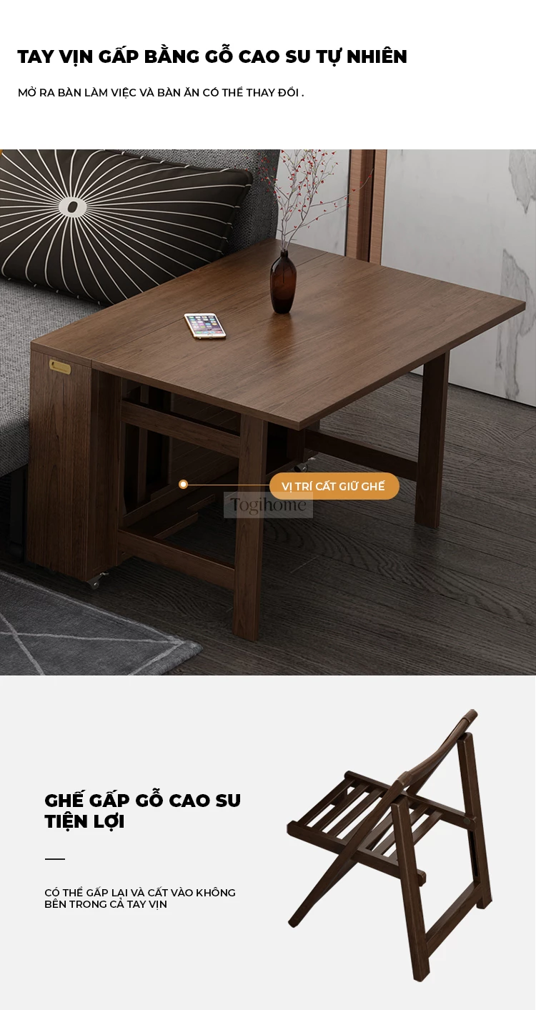 Sofa Giường Kết Hợp Bàn Gấp Gọn Gỗ Tự Nhiên TOGI Smart M39 – Giải pháp tối ưu cho không gian nhỏ với thiết kế 3 trong 1: sofa, giường ngủ và bàn gấp gọn tiện lợi. Chất liệu gỗ tự nhiên cao cấp, bền đẹp, an toàn cho sức khỏe. Đệm êm ái, dễ dàng chuyển đổi chế độ sử dụng. Kiểu dáng hiện đại, phù hợp với nhiều phong cách nội thất.