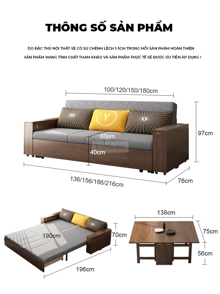 Sofa Giường Kết Hợp Bàn Gấp Gọn Gỗ Tự Nhiên TOGI Smart M39 – Giải pháp tối ưu cho không gian nhỏ với thiết kế 3 trong 1: sofa, giường ngủ và bàn gấp gọn tiện lợi. Chất liệu gỗ tự nhiên cao cấp, bền đẹp, an toàn cho sức khỏe. Đệm êm ái, dễ dàng chuyển đổi chế độ sử dụng. Kiểu dáng hiện đại, phù hợp với nhiều phong cách nội thất.