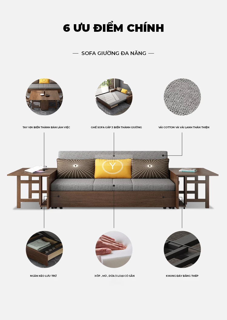 Sofa Giường Kết Hợp Bàn Gấp Gọn Gỗ Tự Nhiên TOGI Smart M39 – Giải pháp tối ưu cho không gian nhỏ với thiết kế 3 trong 1: sofa, giường ngủ và bàn gấp gọn tiện lợi. Chất liệu gỗ tự nhiên cao cấp, bền đẹp, an toàn cho sức khỏe. Đệm êm ái, dễ dàng chuyển đổi chế độ sử dụng. Kiểu dáng hiện đại, phù hợp với nhiều phong cách nội thất.