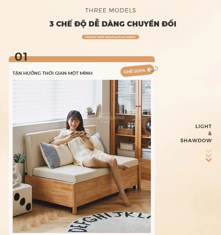 không gian hạn chế Sofa Giường Mở Rộng Openliving OSF 013 - Giải pháp tối ưu cho không gian nhỏ. Thiết kế linh hoạt, dễ dàng chuyển đổi từ ghế thành giường, tiết kiệm diện tích. Chất liệu bền, phong cách hiện đại. Mua ngay tại Openliving để tận hưởng sự tiện nghi và đẳng cấp.