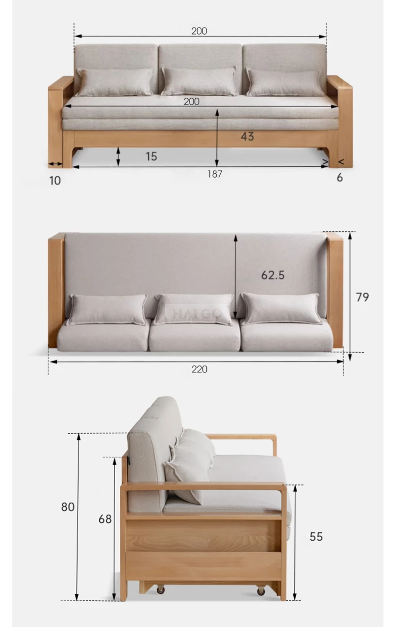 Sofa Giường Thiết Kế Linh Hoạt Gỗ Tự Nhiên SOF285