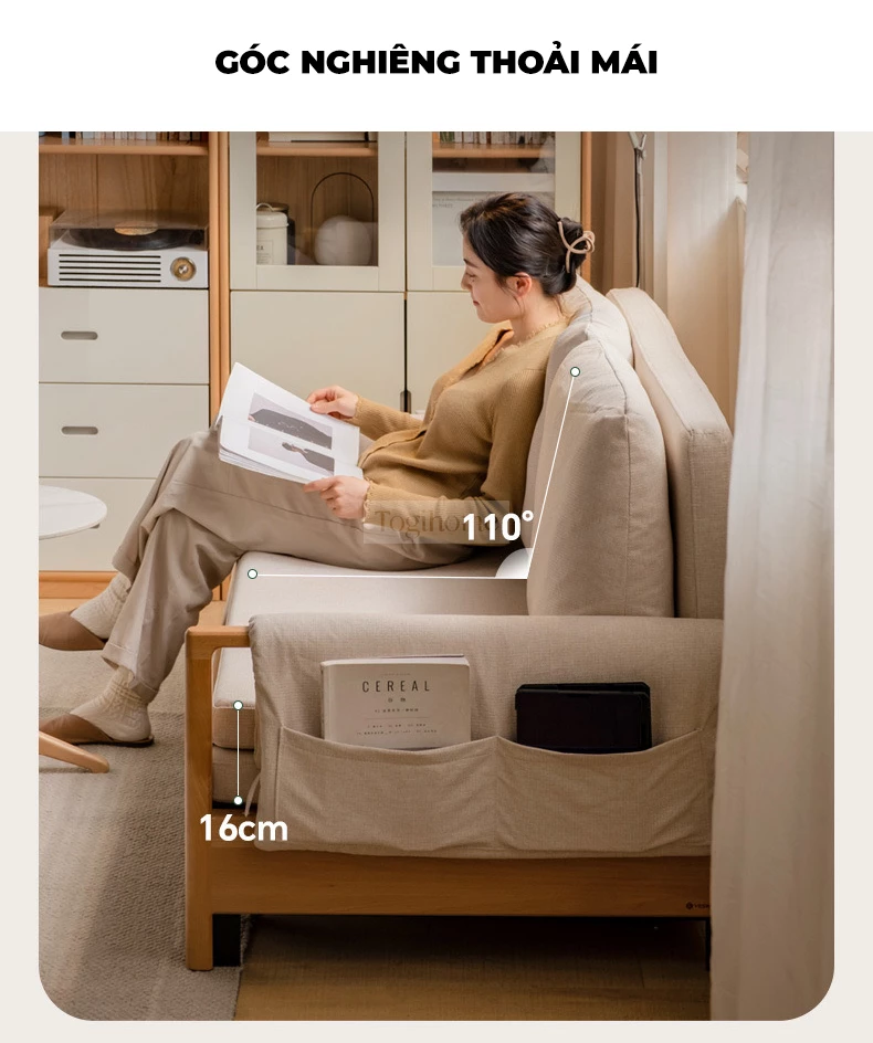 Sofa Giường Tích Hợp Túi Để Đồ Hiện Đại TOGI Smart M49 – thiết kế thông minh, tích hợp túi lưu trữ tiện lợi. Chuyển đổi linh hoạt giữa sofa và giường, tiết kiệm không gian. Chất liệu gỗ tự nhiên bền đẹp, phong cách hiện đại. Lựa chọn hoàn hảo cho phòng khách nhỏ, chung cư, homestay!