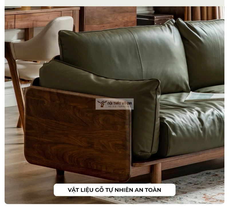 Sofa gỗ tự nhiên kết hợp nệm cao cấp, hiện đại SB35 sử dụng chất liệu an toàn