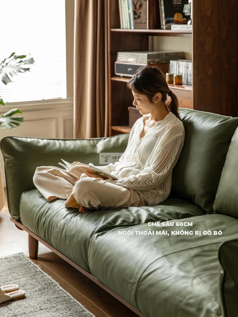 thiết kế thoải mái của Sofa gỗ tự nhiên kết hợp nệm cao cấp, hiện đại SB35