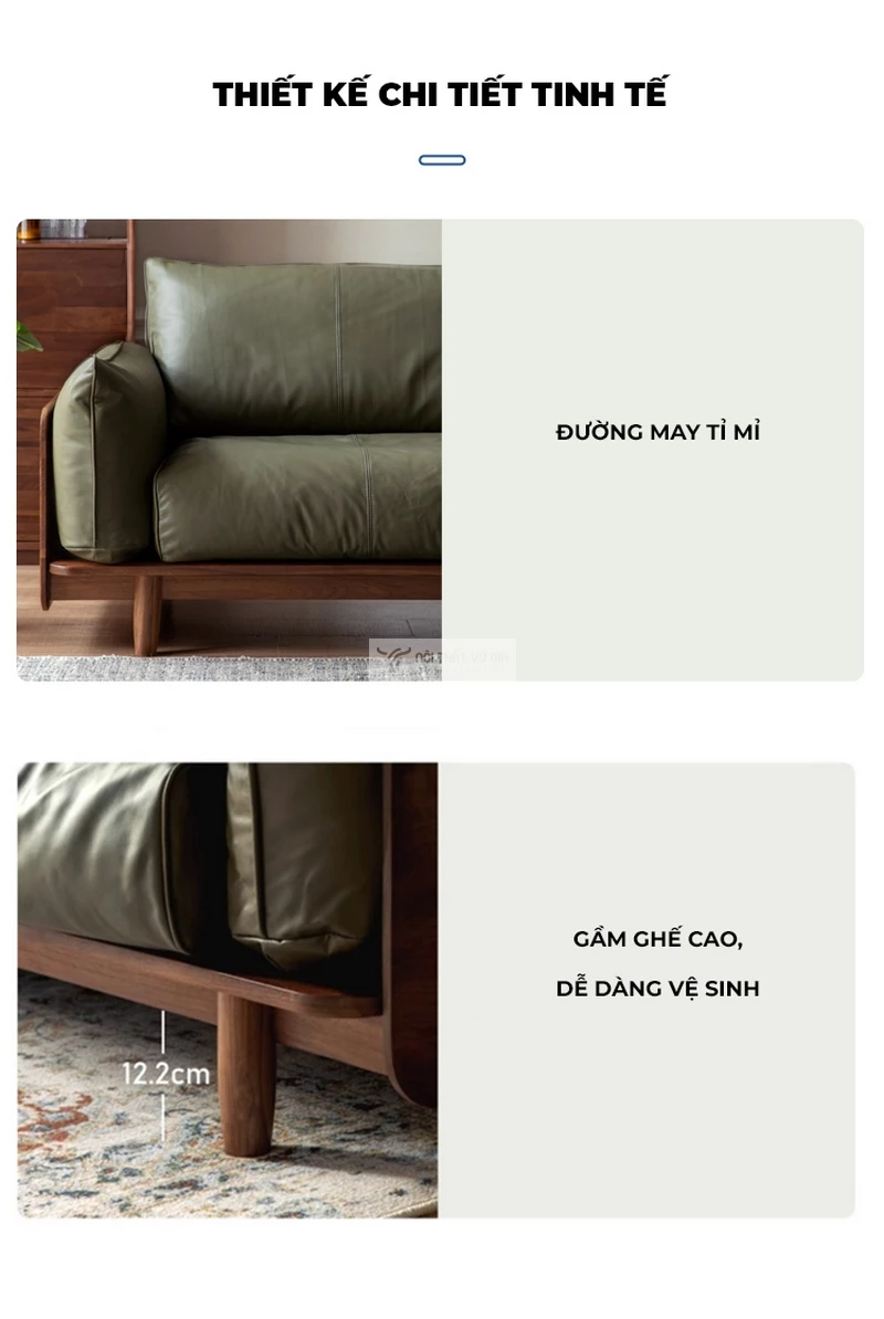 chi tiết thiết kế của Sofa gỗ tự nhiên kết hợp nệm cao cấp, hiện đại SB35