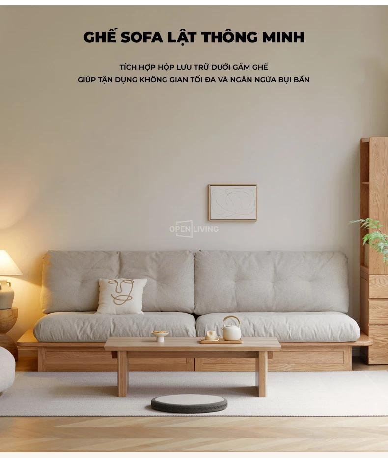 Sofa gỗ tự nhiên OpenLiving OPK301 – thuộc dòng sản phẩm Almond cao cấp, nổi bật với thiết kế tối giản, sang trọng và tinh tế. Chất liệu gỗ tự nhiên bền bỉ kết hợp đệm êm ái, mang lại sự thoải mái và đẳng cấp cho không gian phòng khách hiện đại.