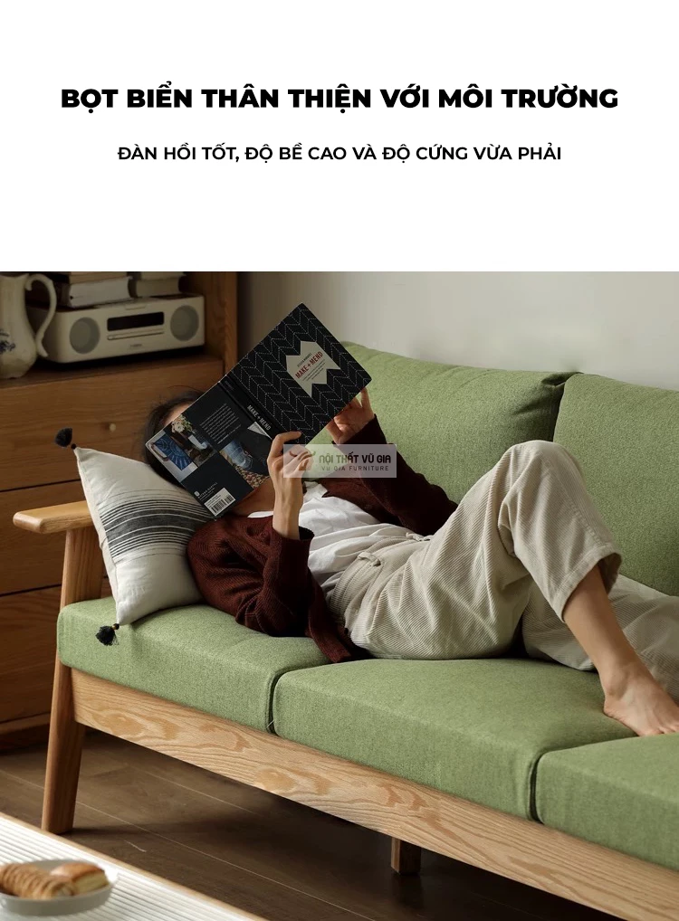 Sofa gỗ tự nhiên phong cách tối giản hiện đại CBK15 sử dụng bọt biển cao cấp