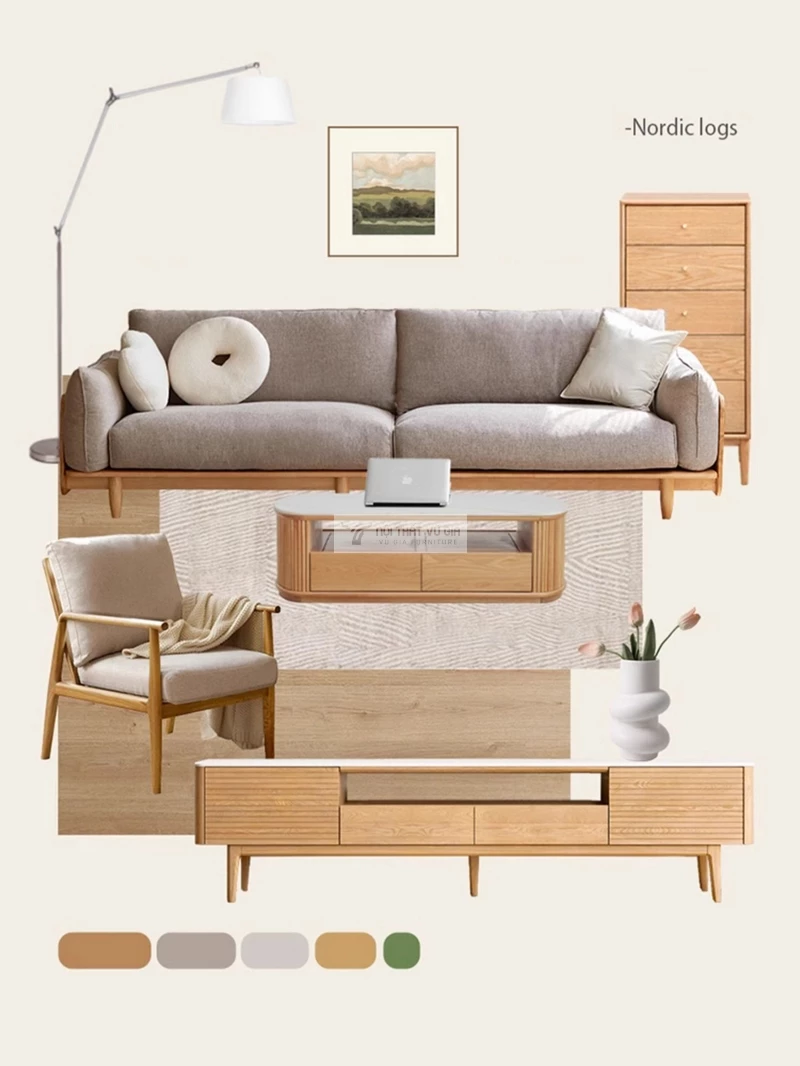 Sofa gỗ tự nhiên thiết kế hiện đại kết hợp nệm êm ái SB38
