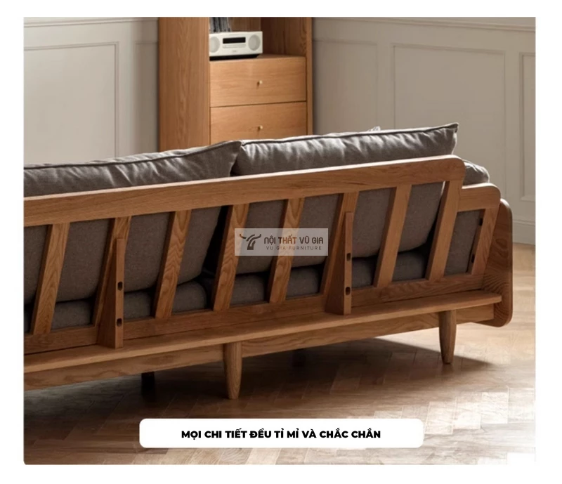 thiết kế chắc chắn của Sofa gỗ tự nhiên thiết kế hiện đại kết hợp nệm êm ái SB38
