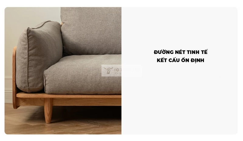 đường nét tinh tế, tỉ mỉ của Sofa gỗ tự nhiên thiết kế hiện đại kết hợp nệm êm ái SB38