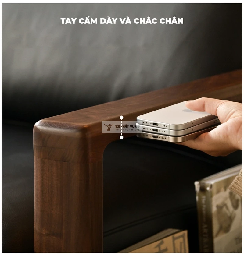 thiết kế dày dặn, chắc chắn của Sofa gỗ tự nhiên thiết kế hiện đại, sang trọng SB36