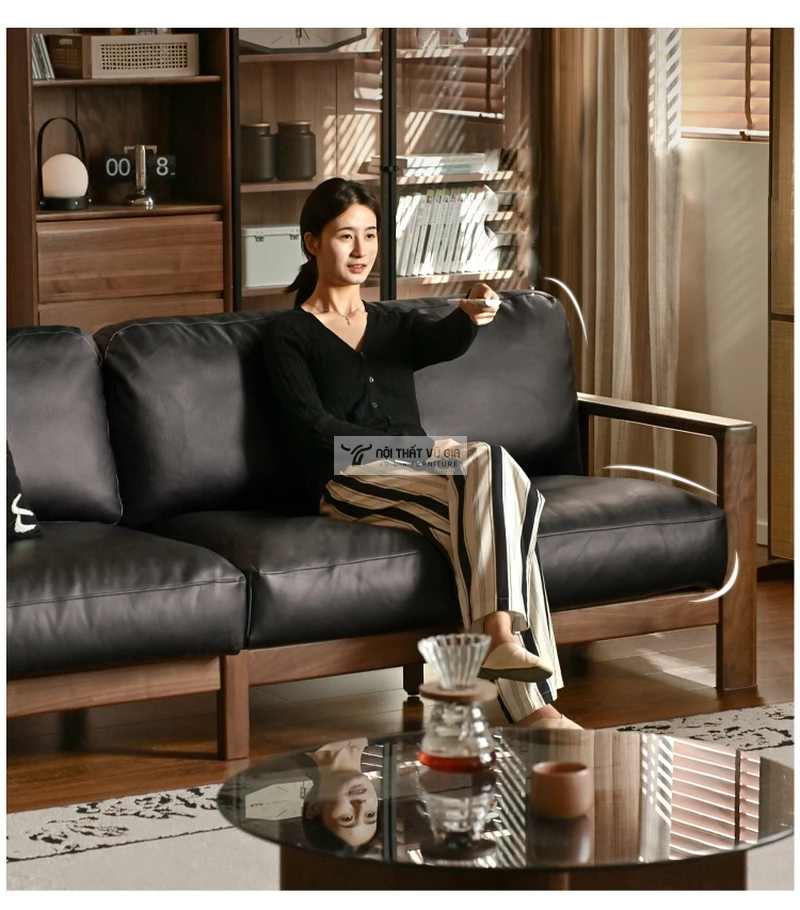 Sofa gỗ tự nhiên thiết kế hiện đại, sang trọng SB36