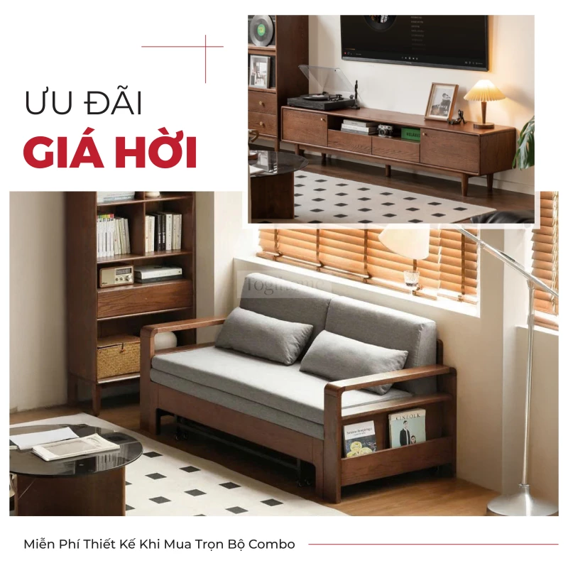 Sofa Kệ Tivi Phòng Khách Gỗ Tự Nhiên Togismart CBK 232 là bộ sofa kết hợp kệ tivi từ gỗ tự nhiên cao cấp, thiết kế hiện đại, tối ưu không gian sống. Gỗ xử lý chống cong vênh, mối mọt. Màu sắc trang nhã, dễ phối nội thất, phù hợp căn hộ chung cư và nhà phố hiện đại.