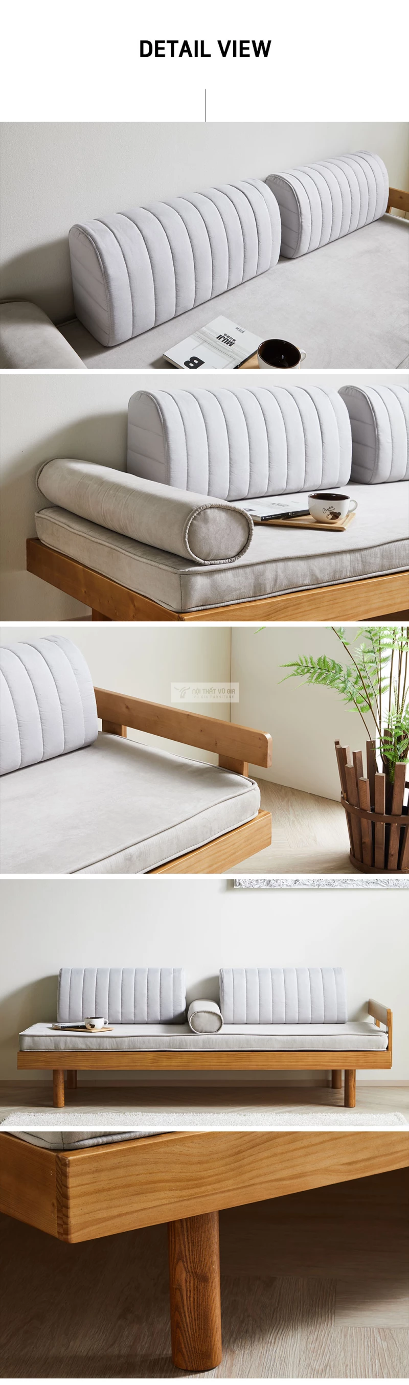 chi tiết Sofa khung gỗ tự nhiên cao cấp kết hợp nệm êm ái SB33