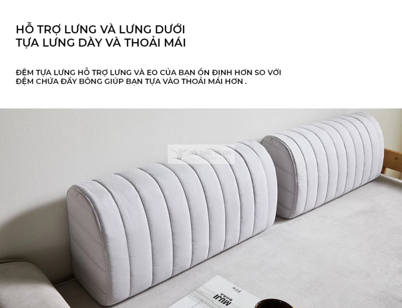 Sofa khung gỗ tự nhiên cao cấp kết hợp nệm êm ái SB33 sử dụng nệm dày dặn, êm ái