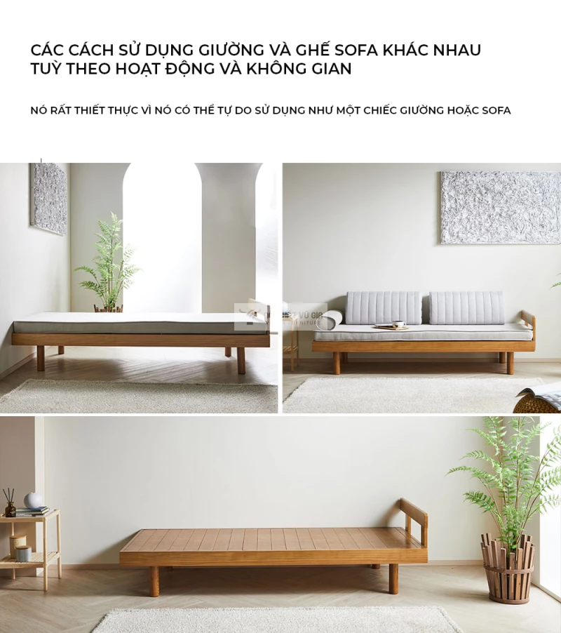 thiết kế đa năng của Sofa khung gỗ tự nhiên cao cấp kết hợp nệm êm ái SB33