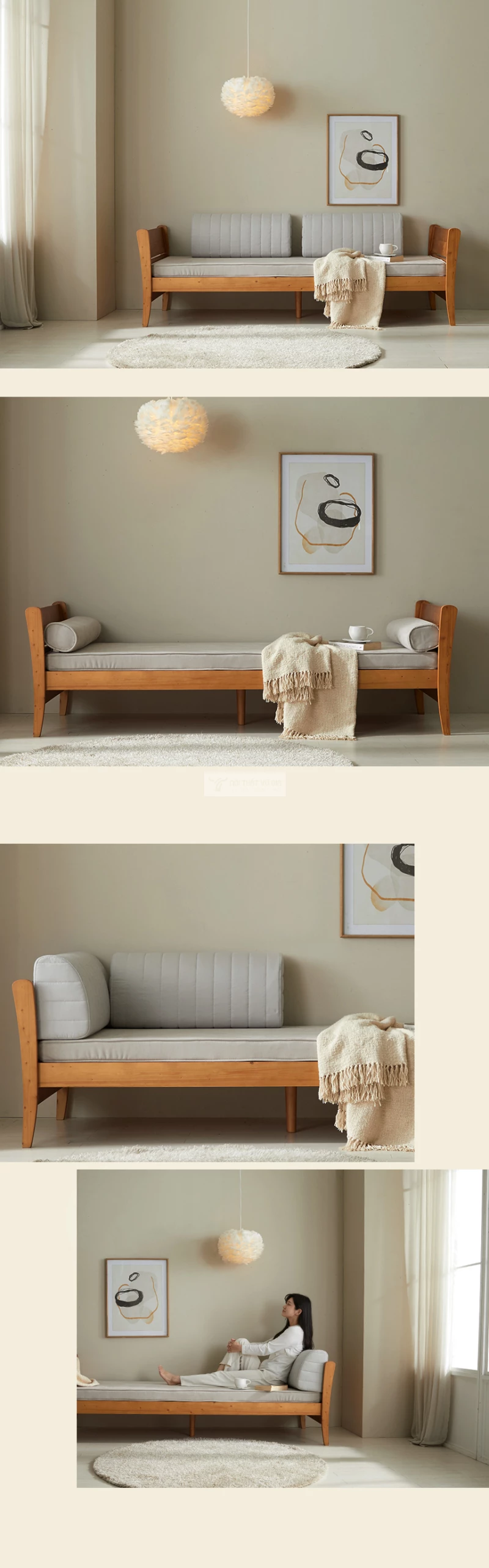các góc của Sofa khung gỗ tự nhiên cao cấp thiết kế thanh lịch, hiện đại SB34