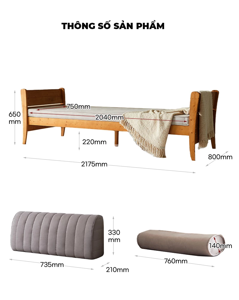 kích thước chi tiết của Sofa khung gỗ tự nhiên cao cấp thiết kế thanh lịch, hiện đại SB34