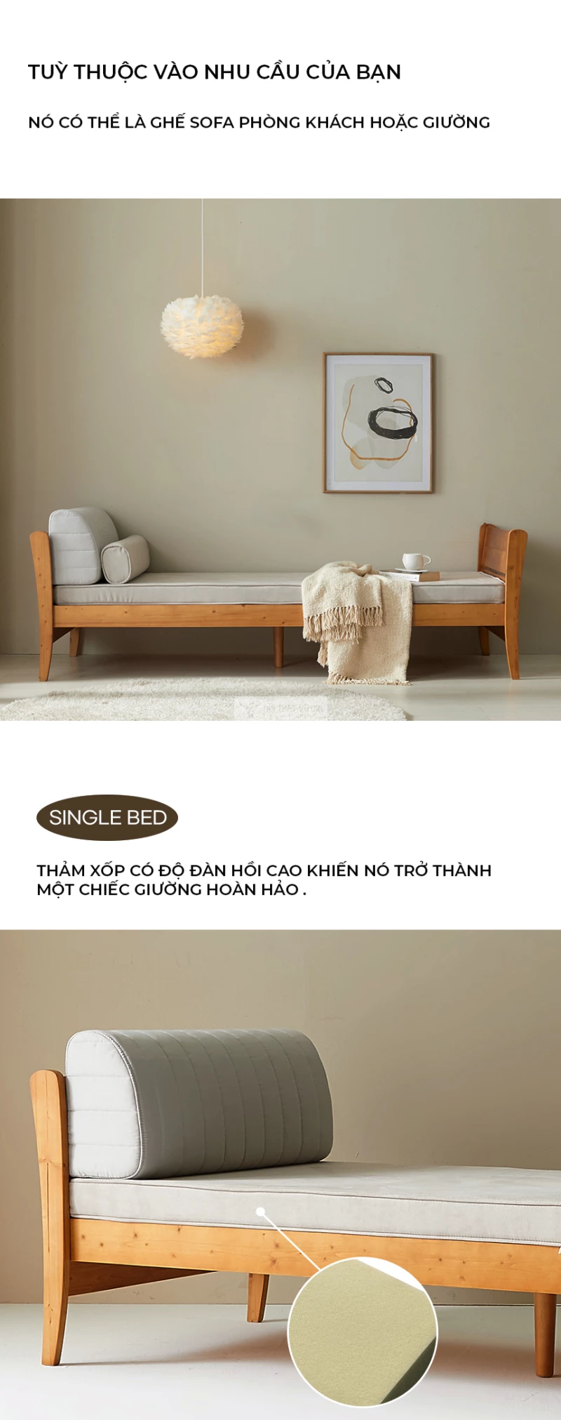 thiết kế đa năng của Sofa khung gỗ tự nhiên cao cấp thiết kế thanh lịch, hiện đại SB34