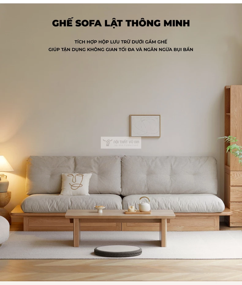 thiết kế lật thông minh của Sofa khung gỗ tự nhiên nệm cao cấp phong cách hiện đại CBK20