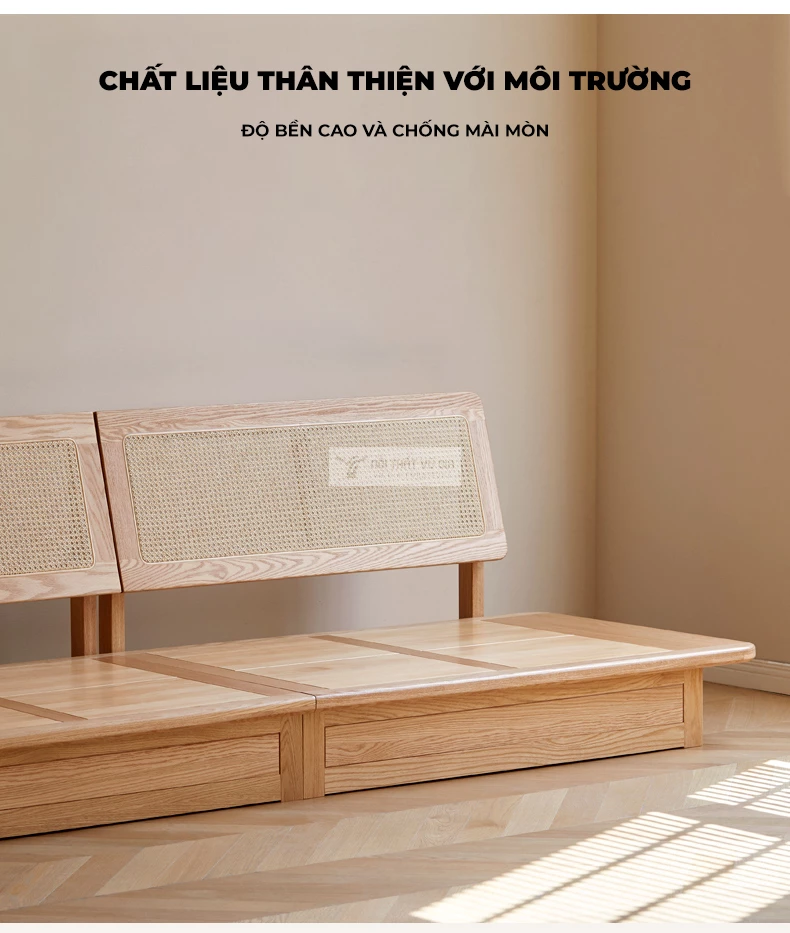Sofa khung gỗ tự nhiên nệm cao cấp phong cách hiện đại CBK20 sử dụng chất liệu gỗ tự nhiên thân thiện với môi trường