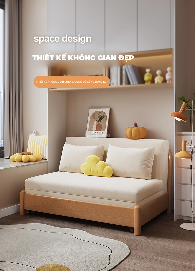 Sofa mở rộng thành giường OpenLiving 061 với thiết kế gỗ tự nhiên, kết hợp đệm đầu giường hiện đại, đang là hot trend. Sản phẩm không chỉ mang lại vẻ đẹp sang trọng mà còn tối ưu hóa không gian sống, dễ dàng chuyển đổi từ sofa thành giường ngủ tiện lợi