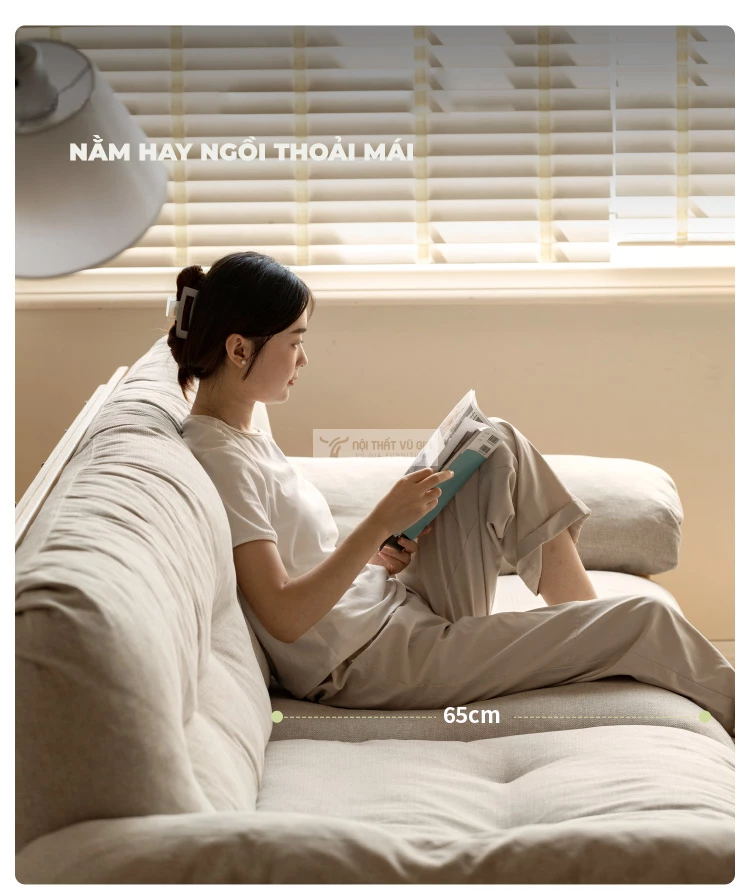thiết kế mặt ghế rộng rãi của Sofa phòng khách gỗ tự nhiên cao cấp, thiết kế đa năng CBK7