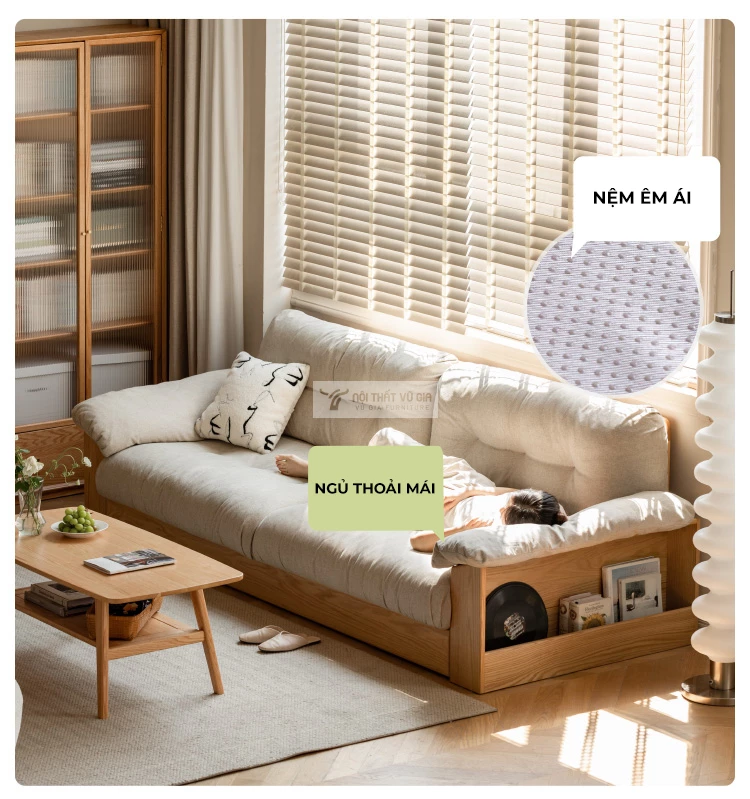 nằm nghỉ thoải mái với Sofa phòng khách gỗ tự nhiên cao cấp, thiết kế đa năng CBK7