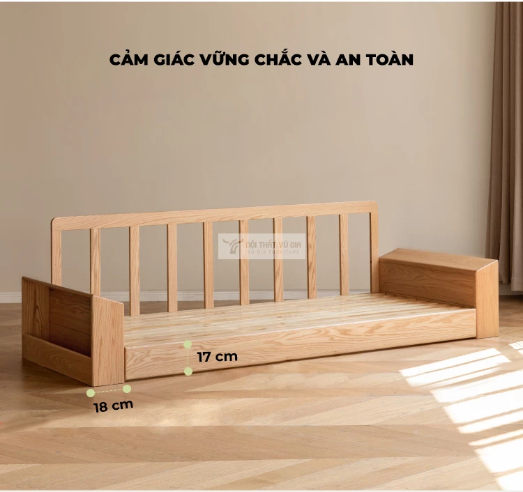 Sofa phòng khách gỗ tự nhiên cao cấp, thiết kế đa năng CBK7 có kết cấu chắc chắn
