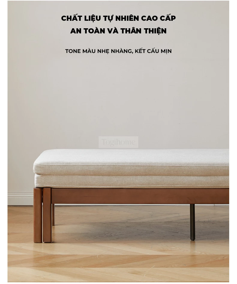 Sofa Phòng Khách Gỗ Tự Nhiên Gấp Mở Hiện Đại Togismart M85 thiết kế thông minh, khung gỗ chắc chắn, dễ dàng chuyển đổi từ ghế thành giường tiện lợi. Chất liệu gỗ bền đẹp, đệm êm ái, kiểu dáng hiện đại giúp tiết kiệm không gian và mang lại sự sang trọng cho phòng khách.