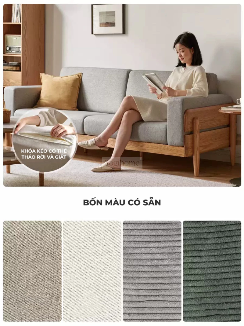Sofa Phòng Khách Gỗ Tự Nhiên Hiện Đại Togismart M59 sở hữu thiết kế hiện đại, tối giản nhưng tinh tế. Khung gỗ chắc chắn kết hợp đệm ngồi êm ái, phù hợp cho phòng khách sang trọng. Màu sắc hài hòa, chất liệu bền bỉ, dễ vệ sinh, nâng tầm không gian sống tiện nghi và thẩm mỹ.
