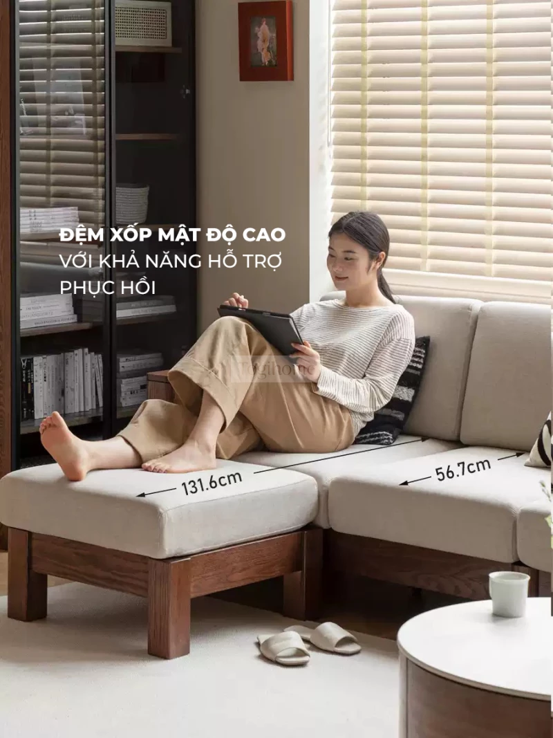 Sofa Phòng Khách Gỗ Tự Nhiên Hiện Đại Togismart M60 thiết kế hiện đại, khung gỗ chắc chắn, đệm ngồi êm ái. Kiểu dáng sang trọng, dễ phối hợp với nhiều không gian sống. Chất liệu cao cấp, độ bền cao, mang lại cảm giác thoải mái, thanh lịch cho phòng khách của bạn.