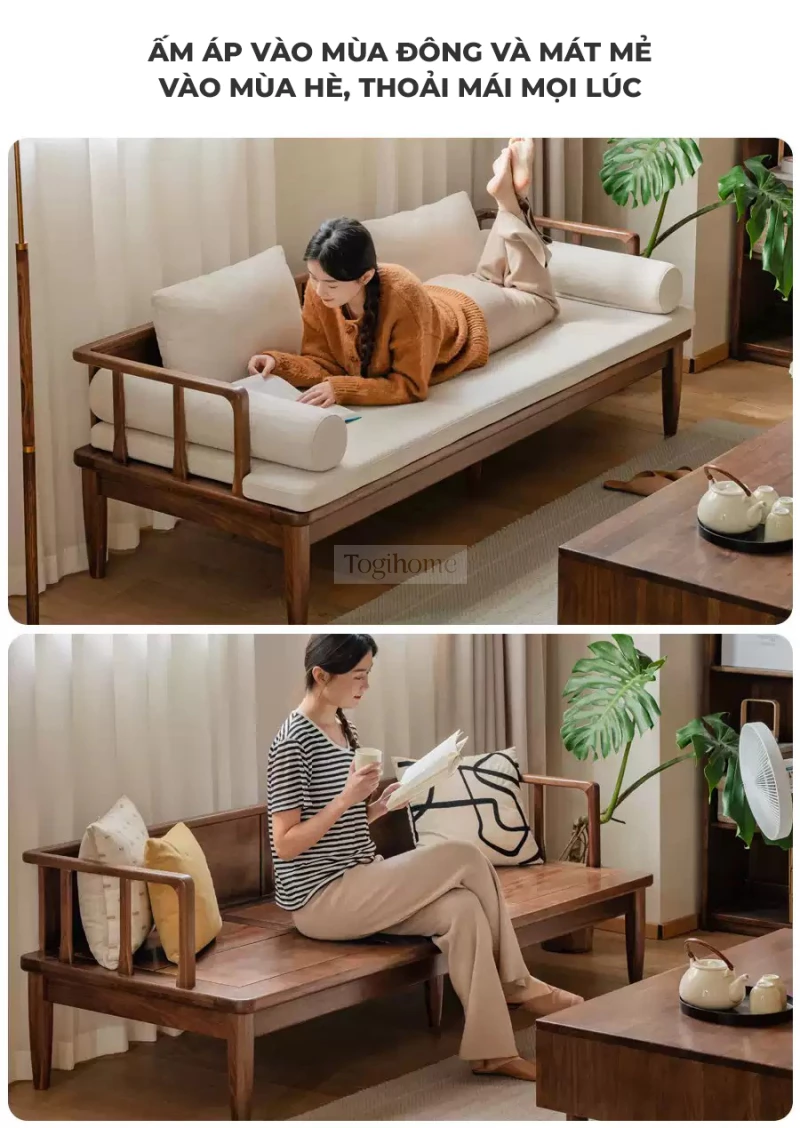 Sofa Phòng Khách Gỗ Tự Nhiên Hiện Đại Togismart M64 thiết kế hiện đại, tối giản, phù hợp nhiều phong cách nội thất. Khung gỗ chắc chắn, đệm vải êm ái tạo cảm giác thoải mái khi sử dụng. Sản phẩm lý tưởng cho phòng khách thanh lịch, bền đẹp, nâng tầm không gian sống của bạn.