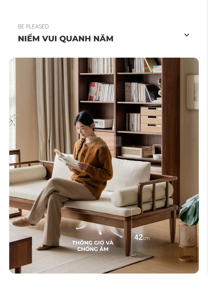 Sofa Phòng Khách Gỗ Tự Nhiên Hiện Đại Togismart M64 thiết kế hiện đại, tối giản, phù hợp nhiều phong cách nội thất. Khung gỗ chắc chắn, đệm vải êm ái tạo cảm giác thoải mái khi sử dụng. Sản phẩm lý tưởng cho phòng khách thanh lịch, bền đẹp, nâng tầm không gian sống của bạn.