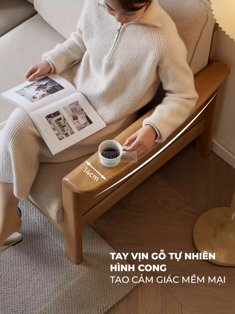 Sofa phòng khách gỗ tự nhiên hiện đại Togismart M65 mang phong cách tối giản, tinh tế. Sử dụng chất liệu gỗ tự nhiên bền bỉ, kết hợp đệm ngồi êm ái tạo cảm giác thoải mái. Phù hợp nhiều không gian nội thất hiện đại, giúp phòng khách thêm sang trọng và ấm cúng.