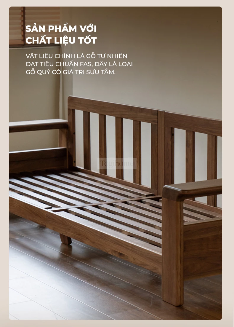 Sofa Phòng Khách Gỗ Tự Nhiên Hiện Đại Togismart M67 thiết kế hiện đại, tinh tế, mang đến không gian sống sang trọng và ấm cúng. Gỗ tự nhiên bền đẹp kết hợp đệm ngồi êm ái, phù hợp nhiều phong cách nội thất. Lựa chọn lý tưởng cho phòng khách tối giản và đẳng cấp.