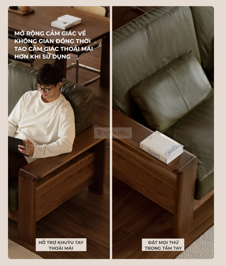 Sofa Phòng Khách Gỗ Tự Nhiên Hiện Đại Togismart M67 thiết kế hiện đại, tinh tế, mang đến không gian sống sang trọng và ấm cúng. Gỗ tự nhiên bền đẹp kết hợp đệm ngồi êm ái, phù hợp nhiều phong cách nội thất. Lựa chọn lý tưởng cho phòng khách tối giản và đẳng cấp.